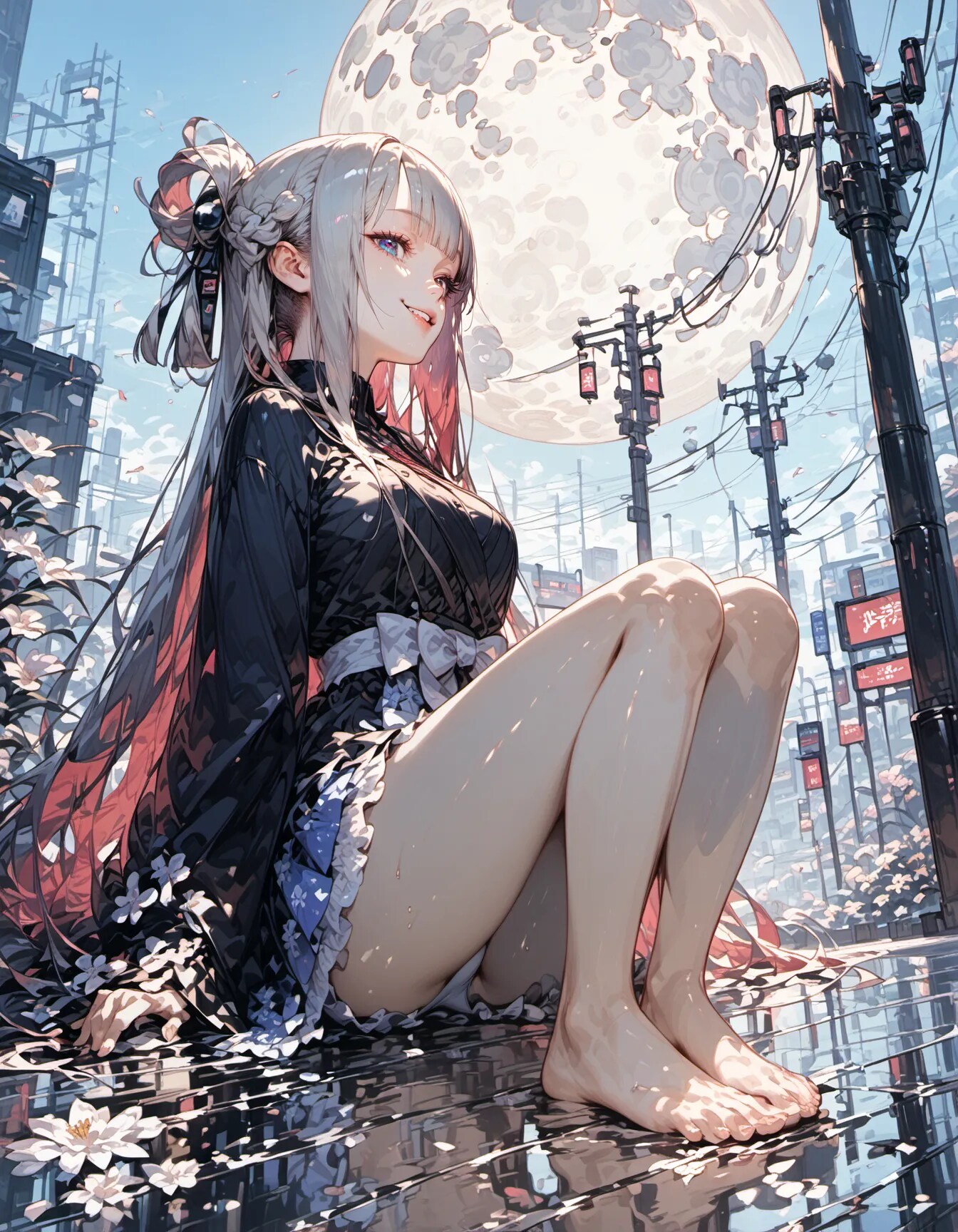 Lunar Mirage in the Rain-Washed City