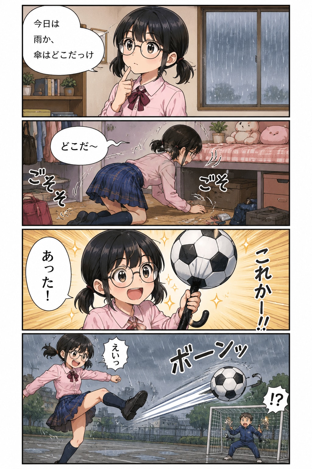 「今日は雨か、傘はどこだっけ」