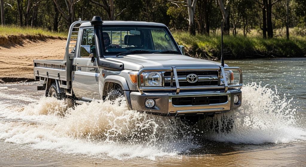 ランクル70トラック川渡り