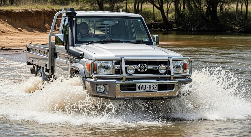 ランクル70トラック川渡り