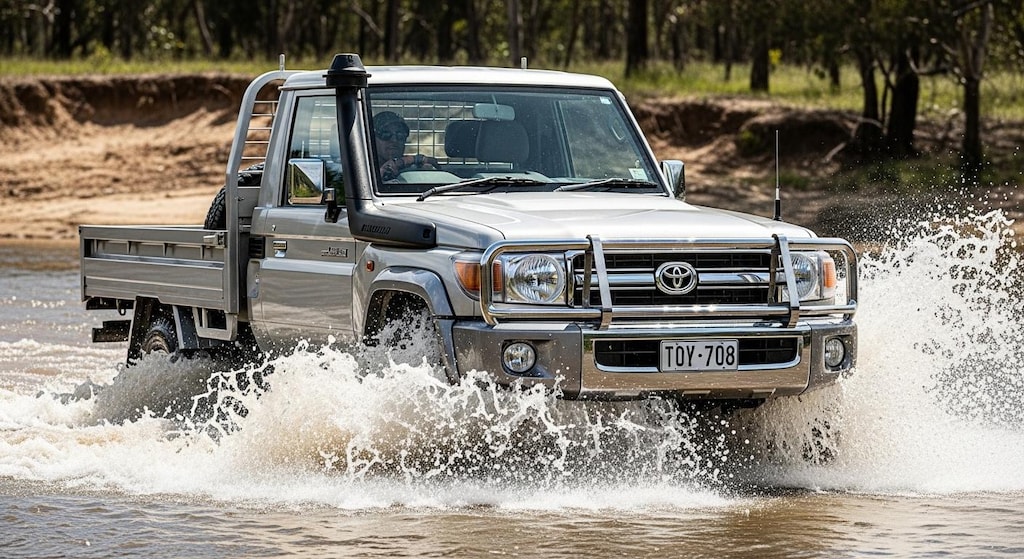 ランクル70トラック川渡り