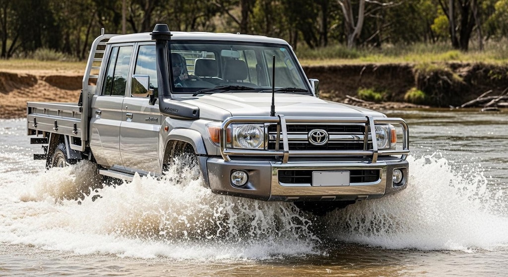 ランクル70トラック川渡り