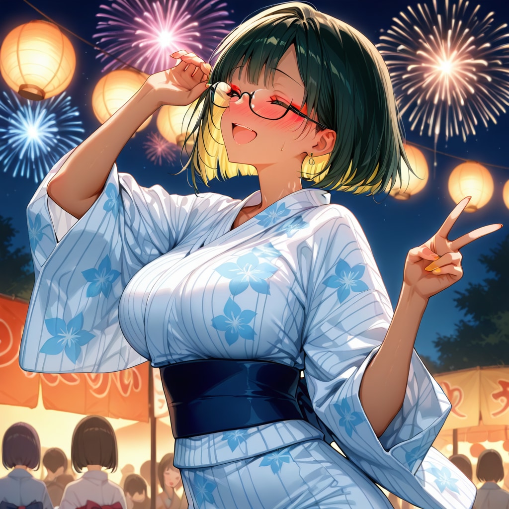 黒髪メガネの夏祭り