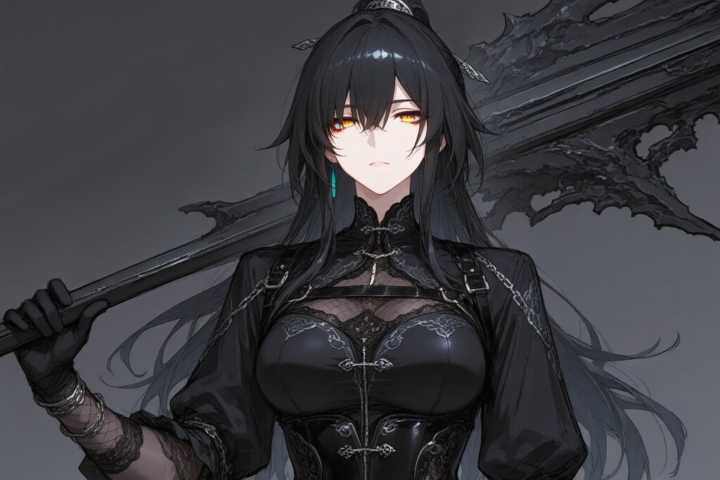 無表情のジト目の女性が、自分の身長よりも大きな獲物を持って戦う姿は癖に刺さる。