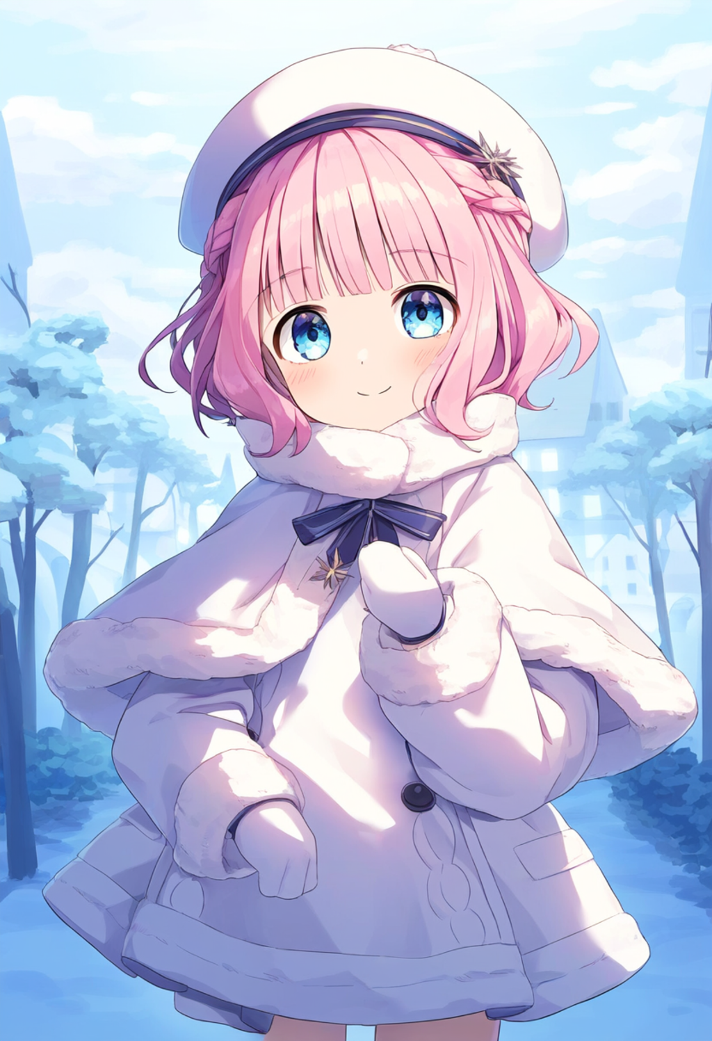 ベレー帽とケープ