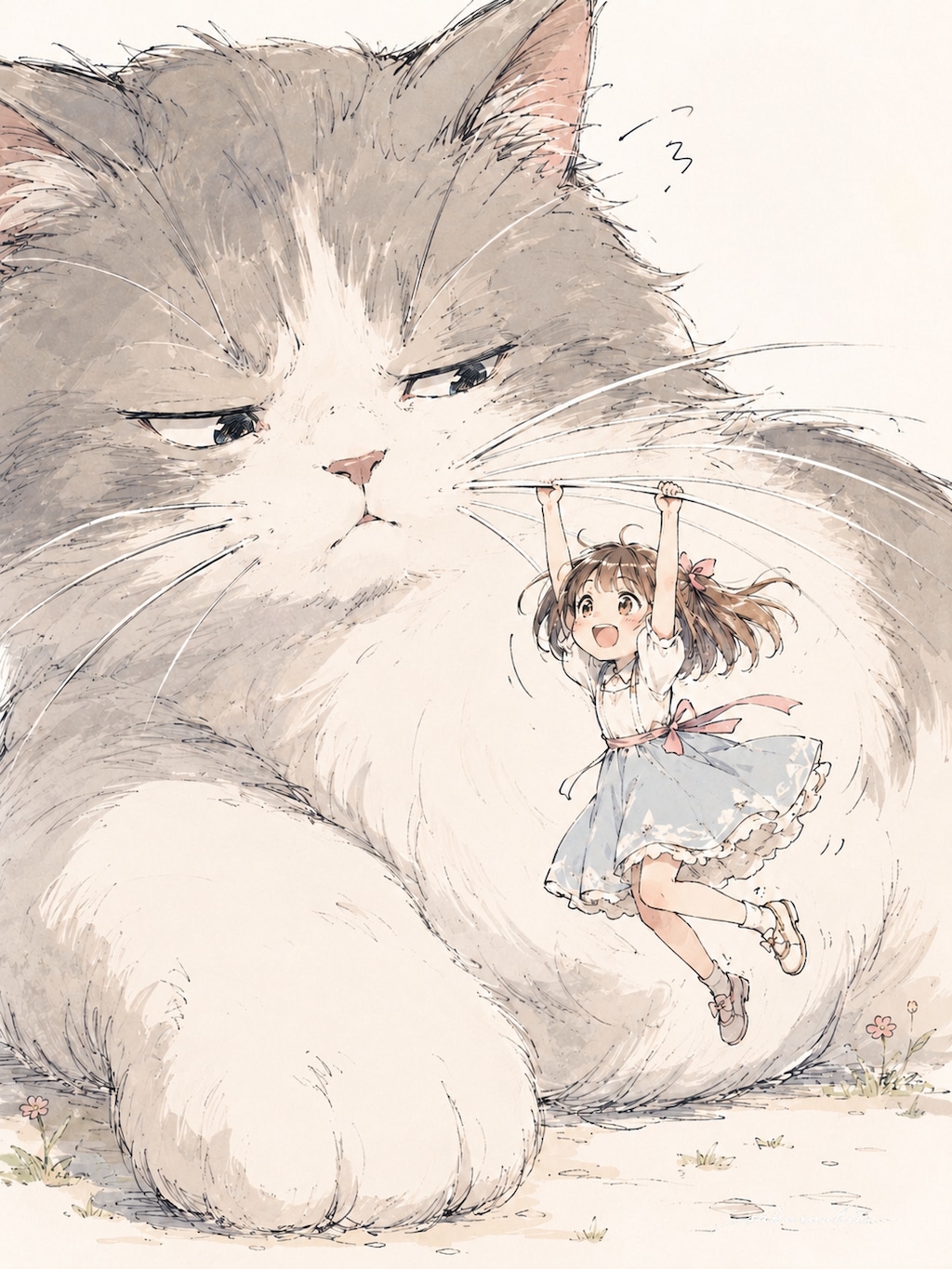 大きい猫といっしょ