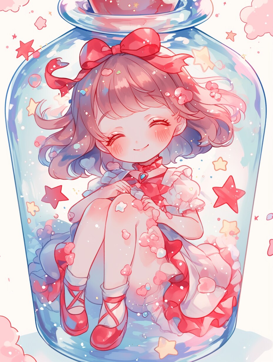 「瓶詰の少女」紅03 | の人気AIイラスト・グラビア