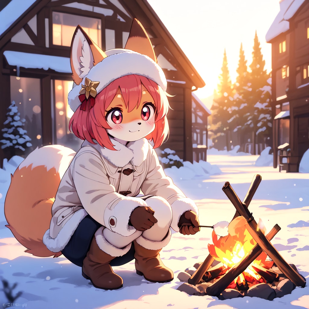 焚火の火が暖かい♡ | の人気AIイラスト・グラビア