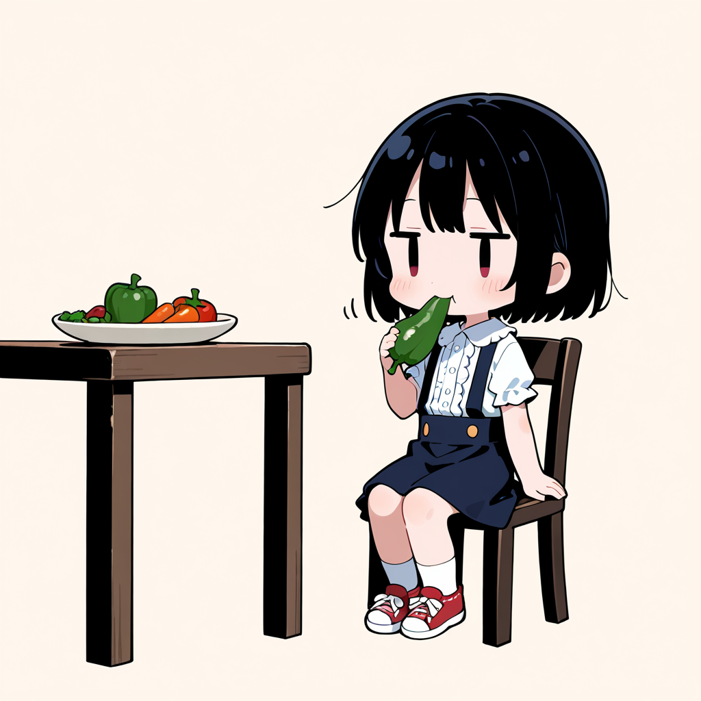 ピーマンを食べる