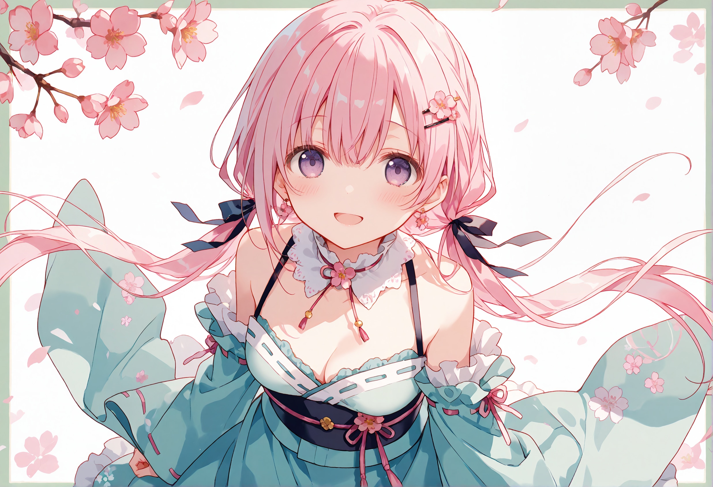 薄紅の夢、緑の風に舞う | の人気AIイラスト・グラビア