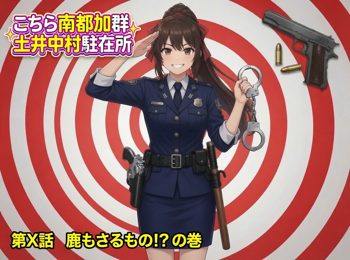 第X話・鹿もさるもの！？の巻！【こちら南都加群土居中村駐在所】 | の人気AIイラスト・グラビア