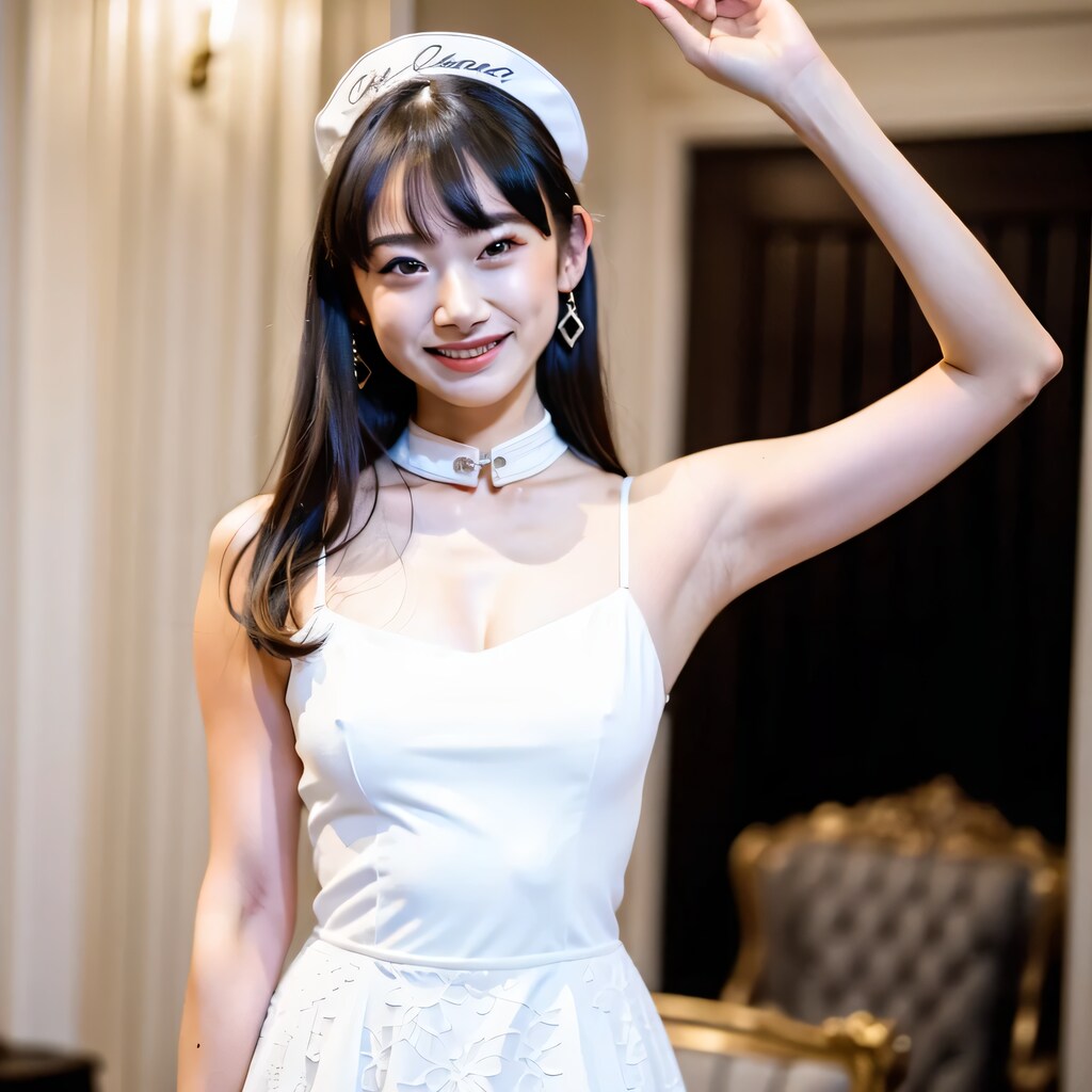 黒髪ロングでメイド服の美女７４