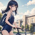 スク水登校(自転車) 2枚目