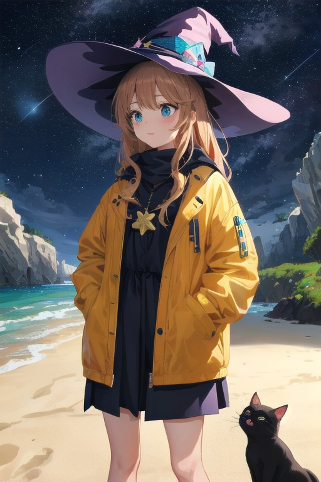 砂浜の魔女と星空