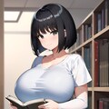 読書中の爆乳ちゃん 4枚目