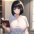 読書中の爆乳ちゃん 2枚目