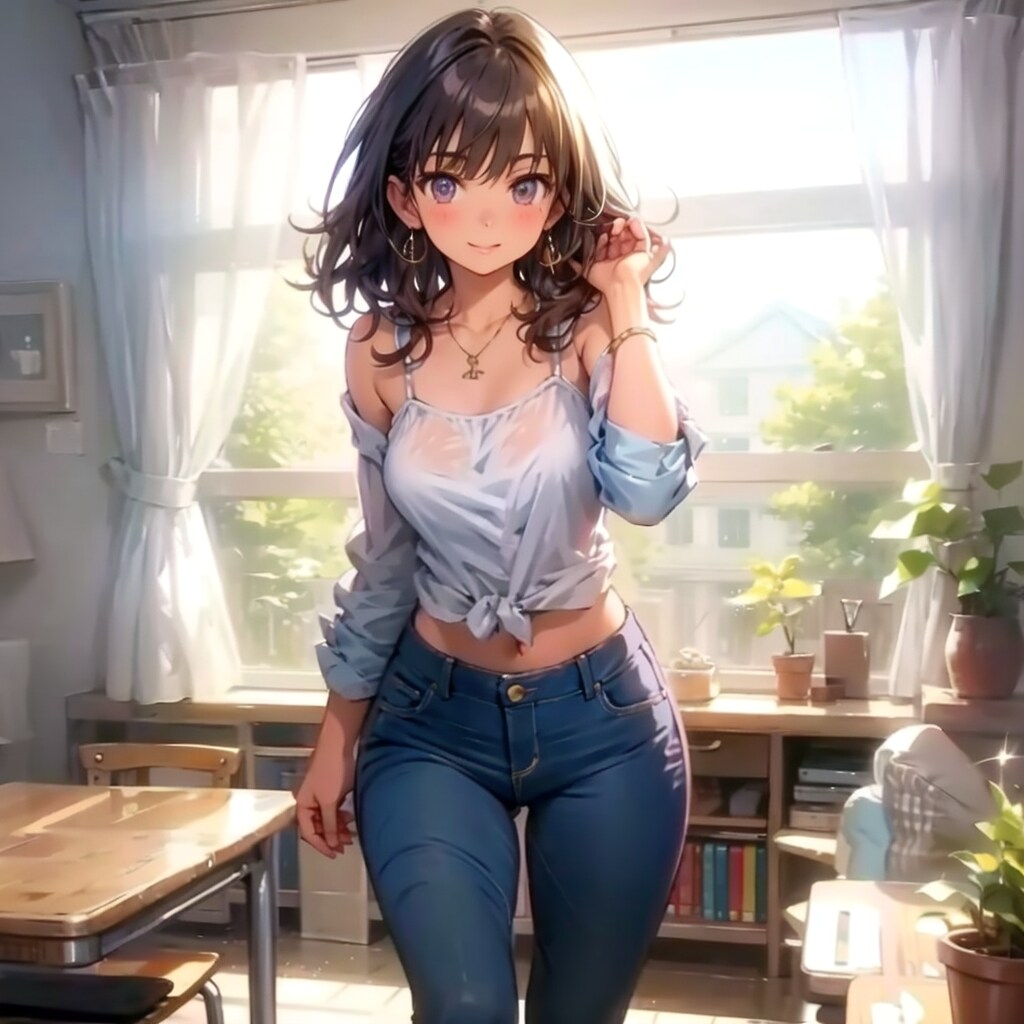 タイトなジーンズにねじ込むお姉ちゃん | の人気AIイラスト・グラビア