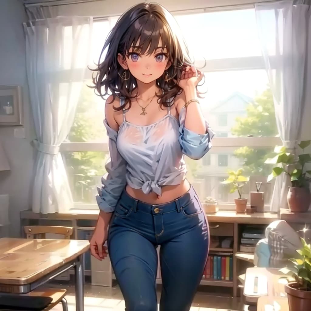 タイトなジーンズにねじ込むお姉ちゃん