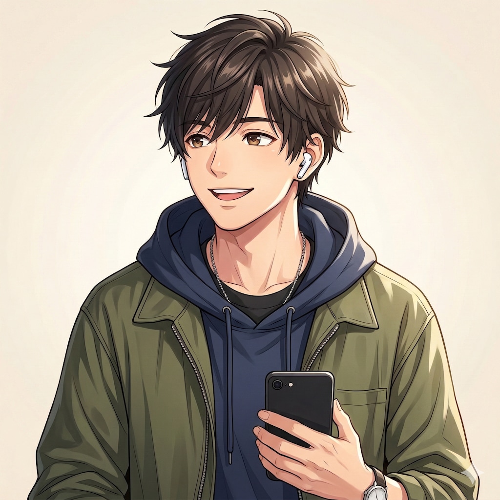 音楽を聴く若者