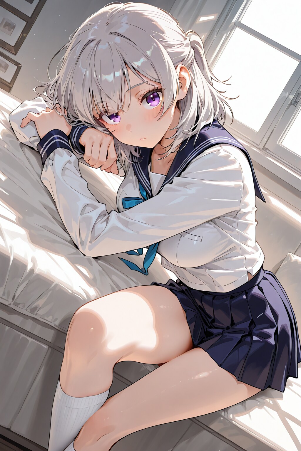 (1321)銀髪ちゃんセーラー服