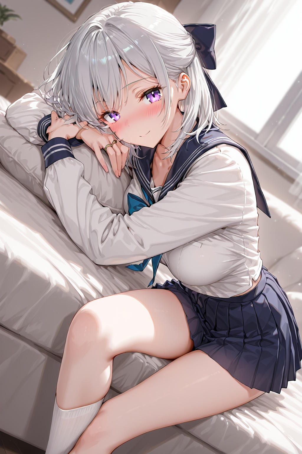 (1321)銀髪ちゃんセーラー服