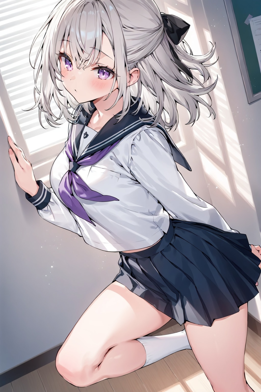 (1321)銀髪ちゃんセーラー服