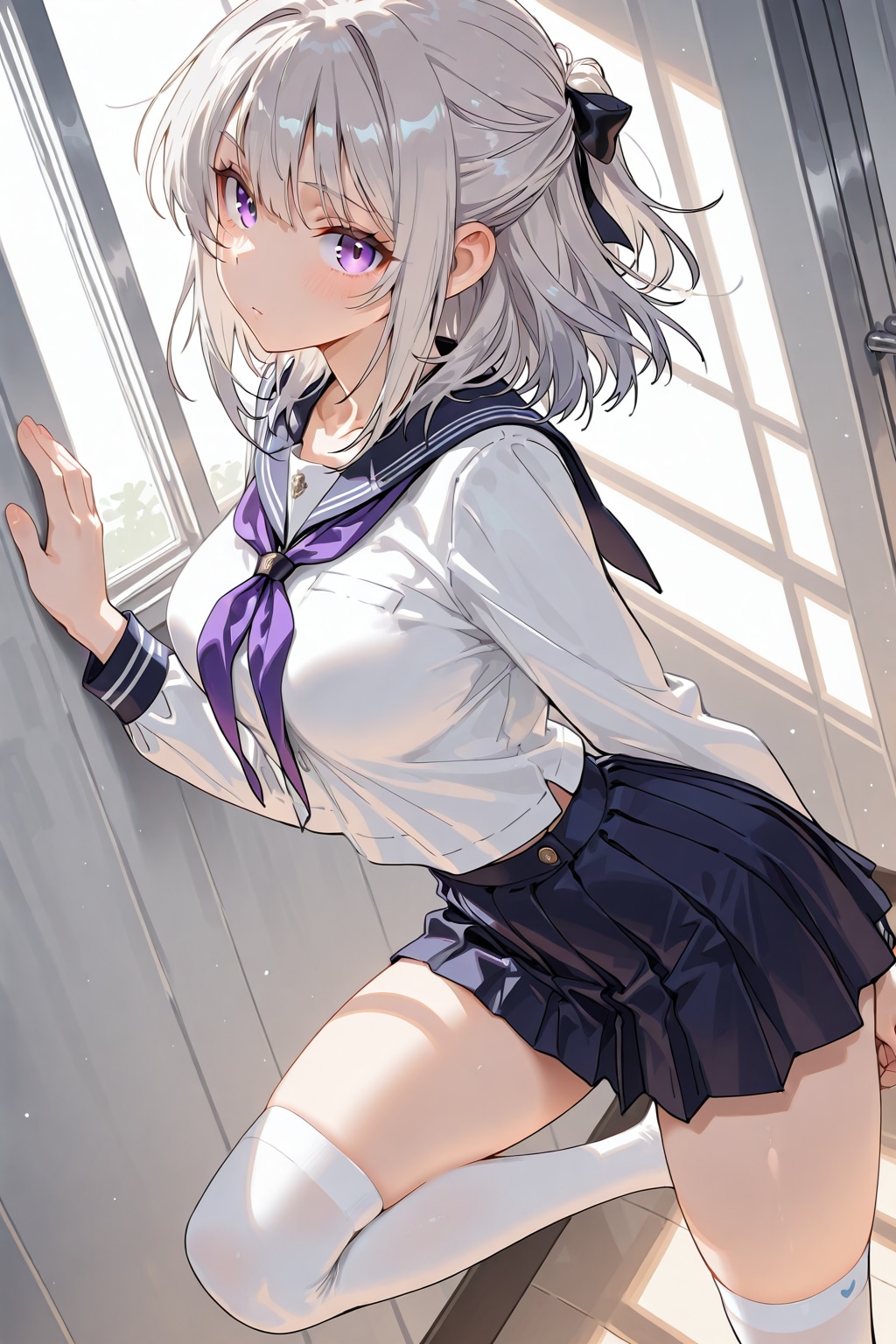 (1321)銀髪ちゃんセーラー服