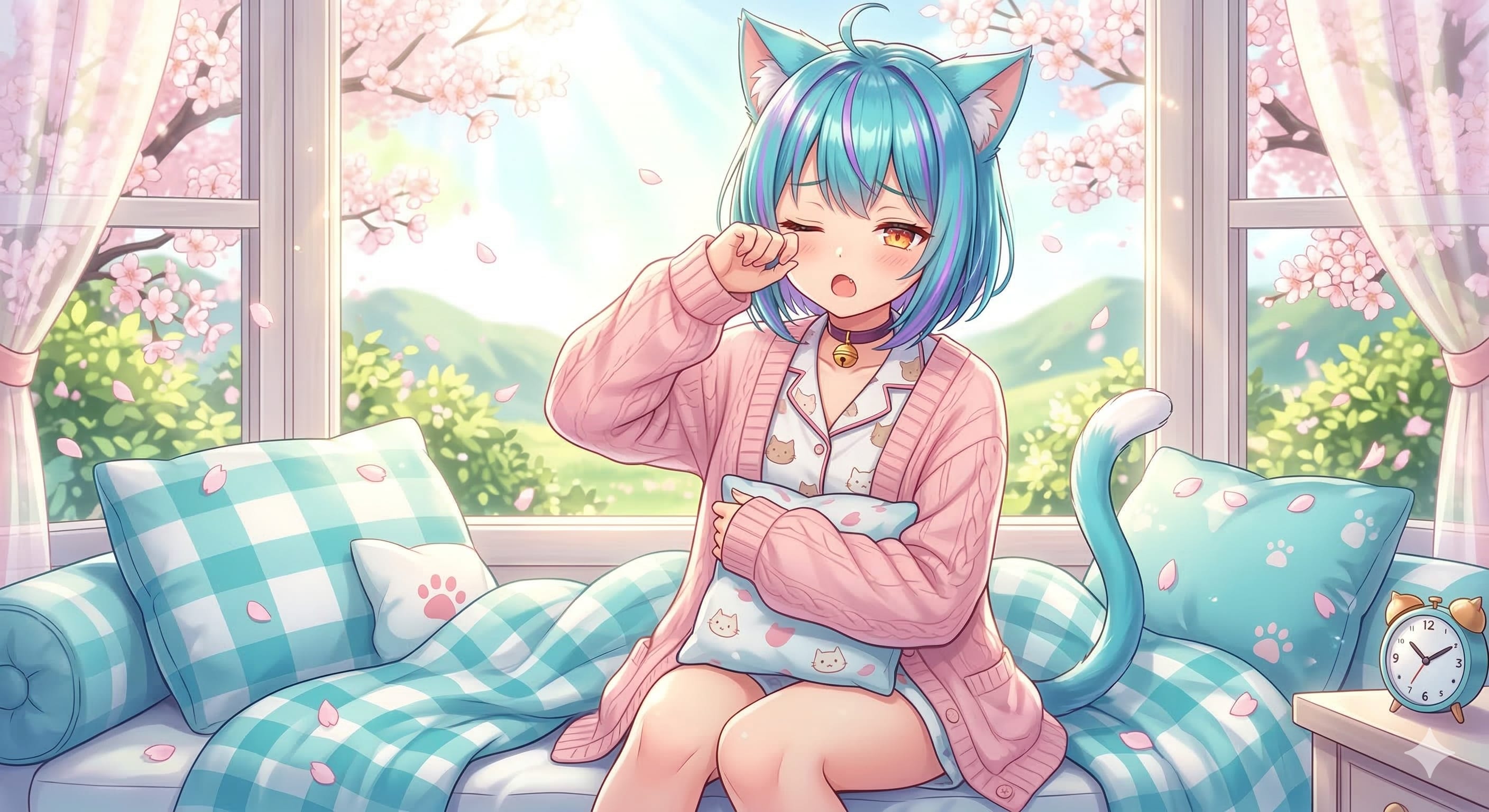 ミケちゃん 桜色のあくび