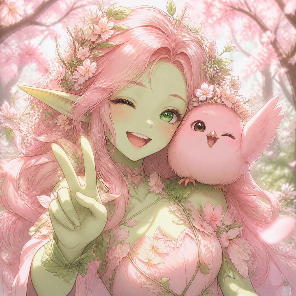 カラシニコフ月島家の桜ドリアードちゃんとハイチーズ（１）もふぴよ　niji7