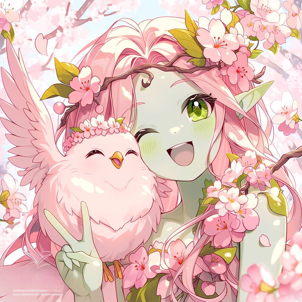 カラシニコフ月島家の桜ドリアードちゃんとハイチーズ（１）もふぴよ　niji7