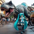 恐竜とミク 2枚目