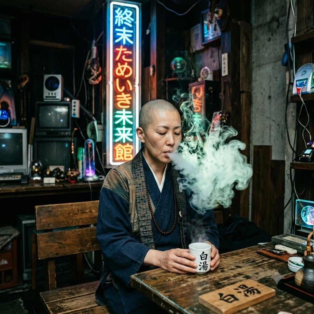 白湯を飲む尼僧の溜息