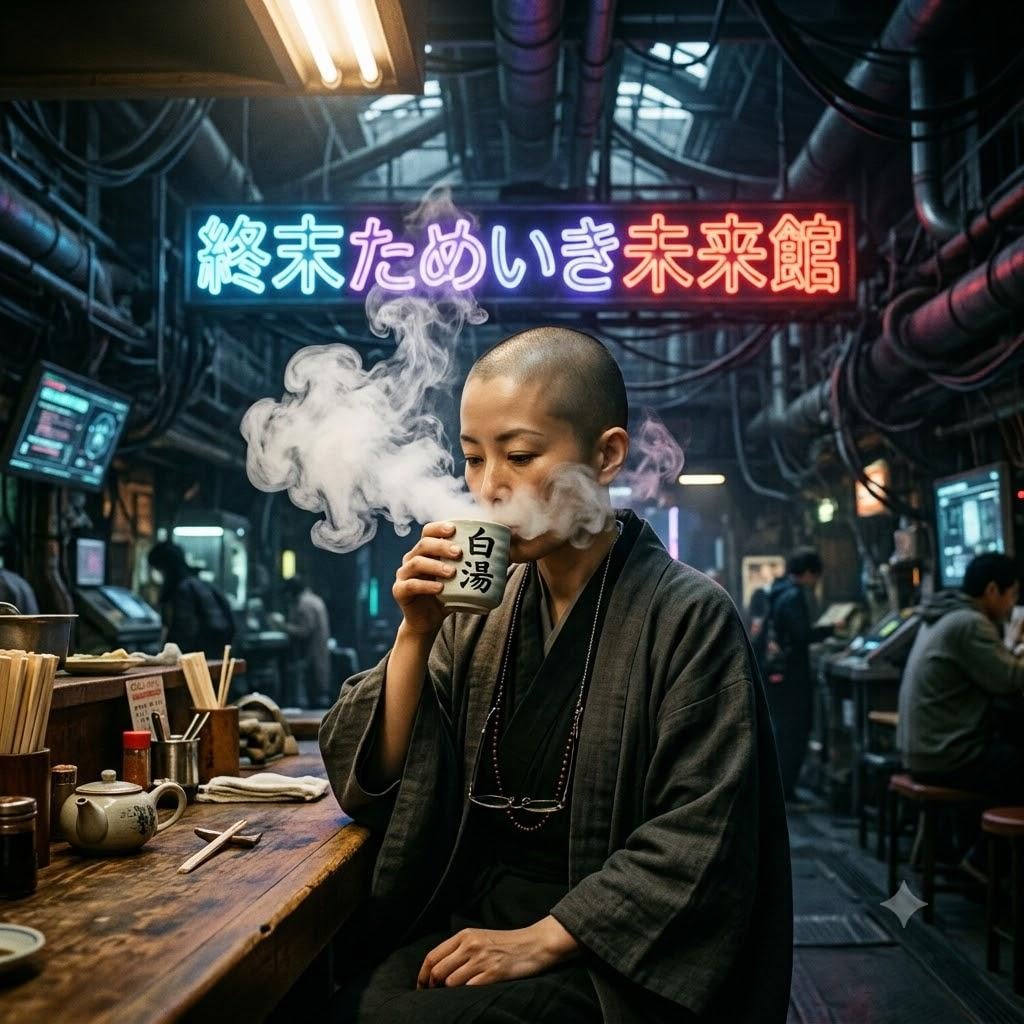 白湯を飲む尼僧の溜息