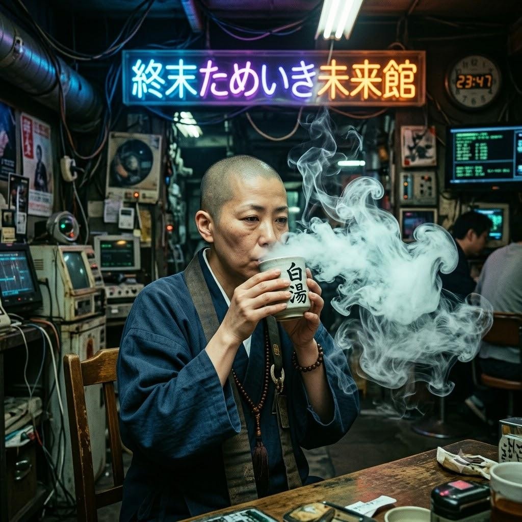 白湯を飲む尼僧の溜息