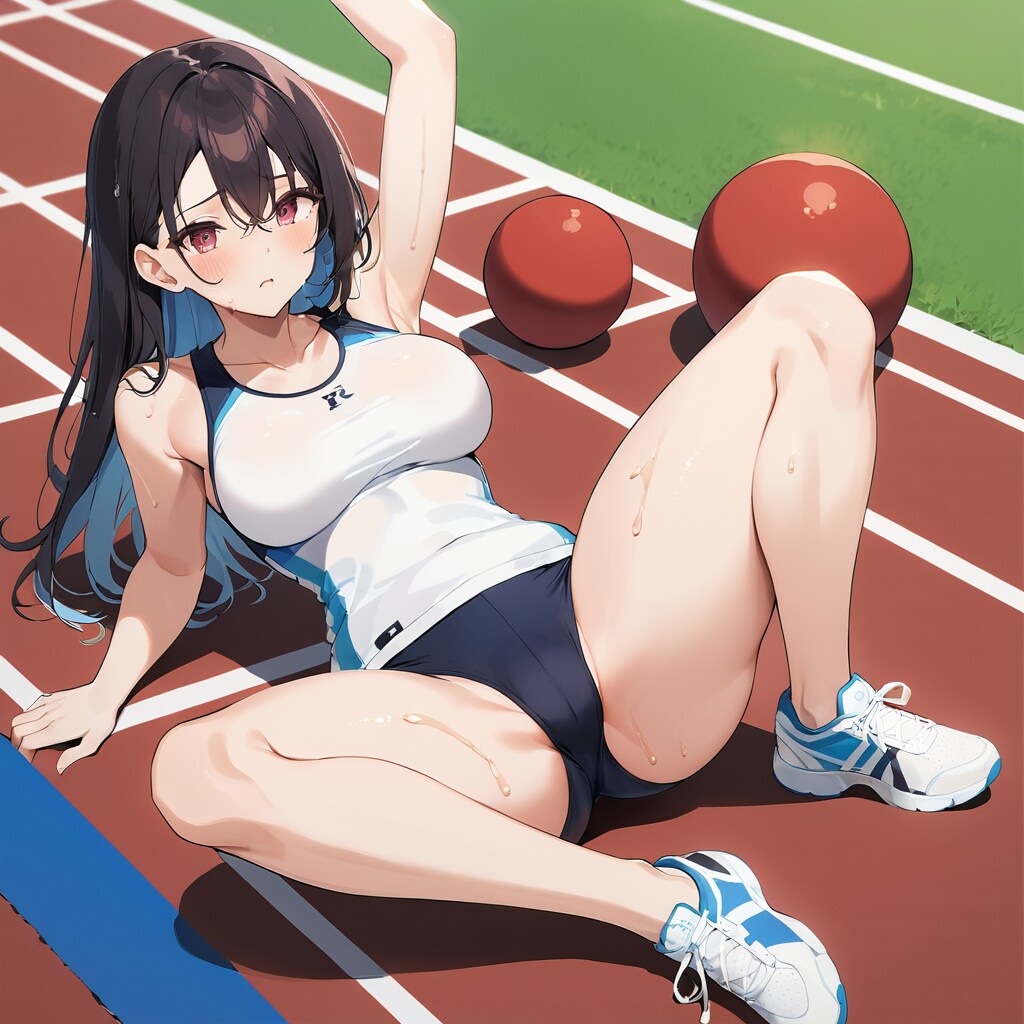 転んだノースリーブ体操服さん