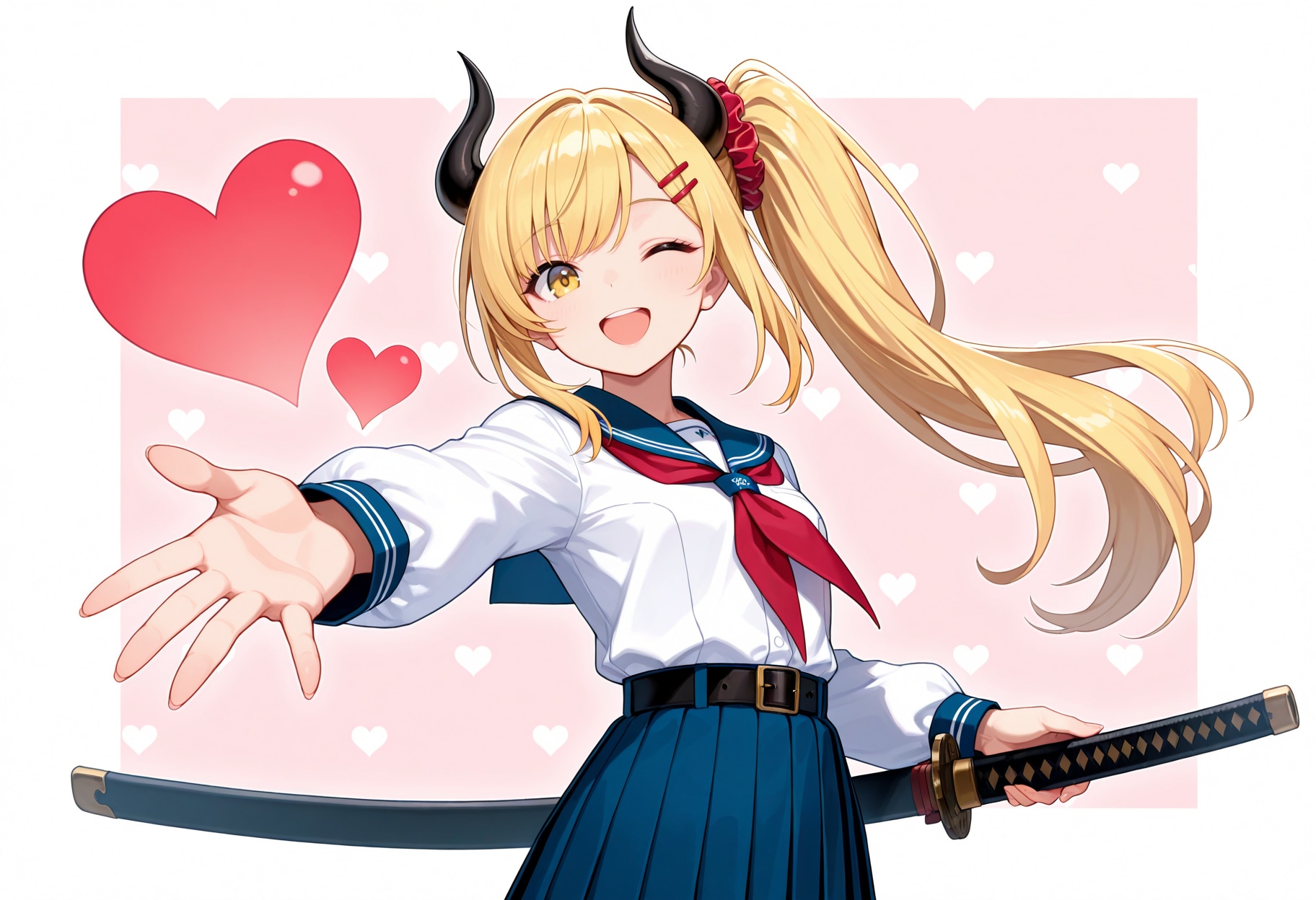 ハートとウインクな女鬼高生さん | の人気AIイラスト・グラビア