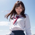 地中海でセーラー服 3枚目