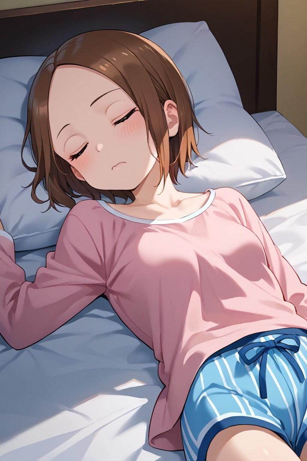 ショートヘア少女の寝顔