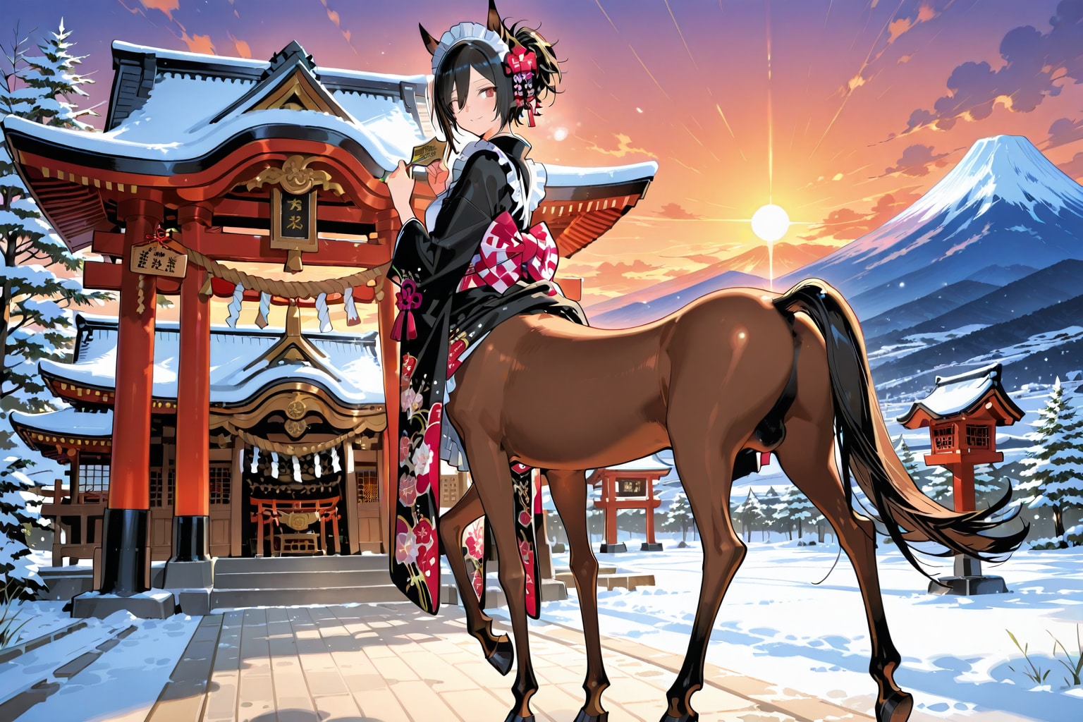 メイドケンタウロスさんの初詣 | の人気AIイラスト・グラビア