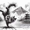 水墨画の猫 9枚目