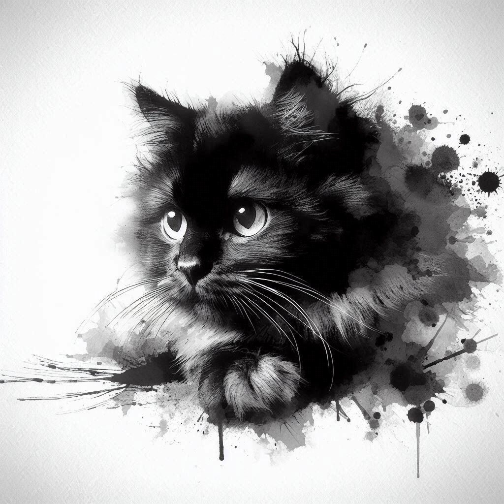 水墨画の猫