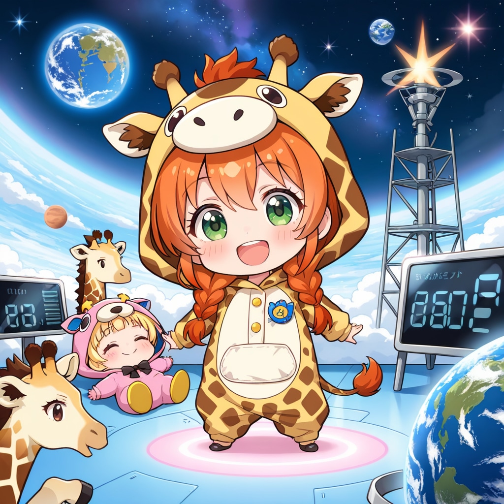 宇宙とキリン着ぐるみちび子ちゃん | の人気AIイラスト・グラビア