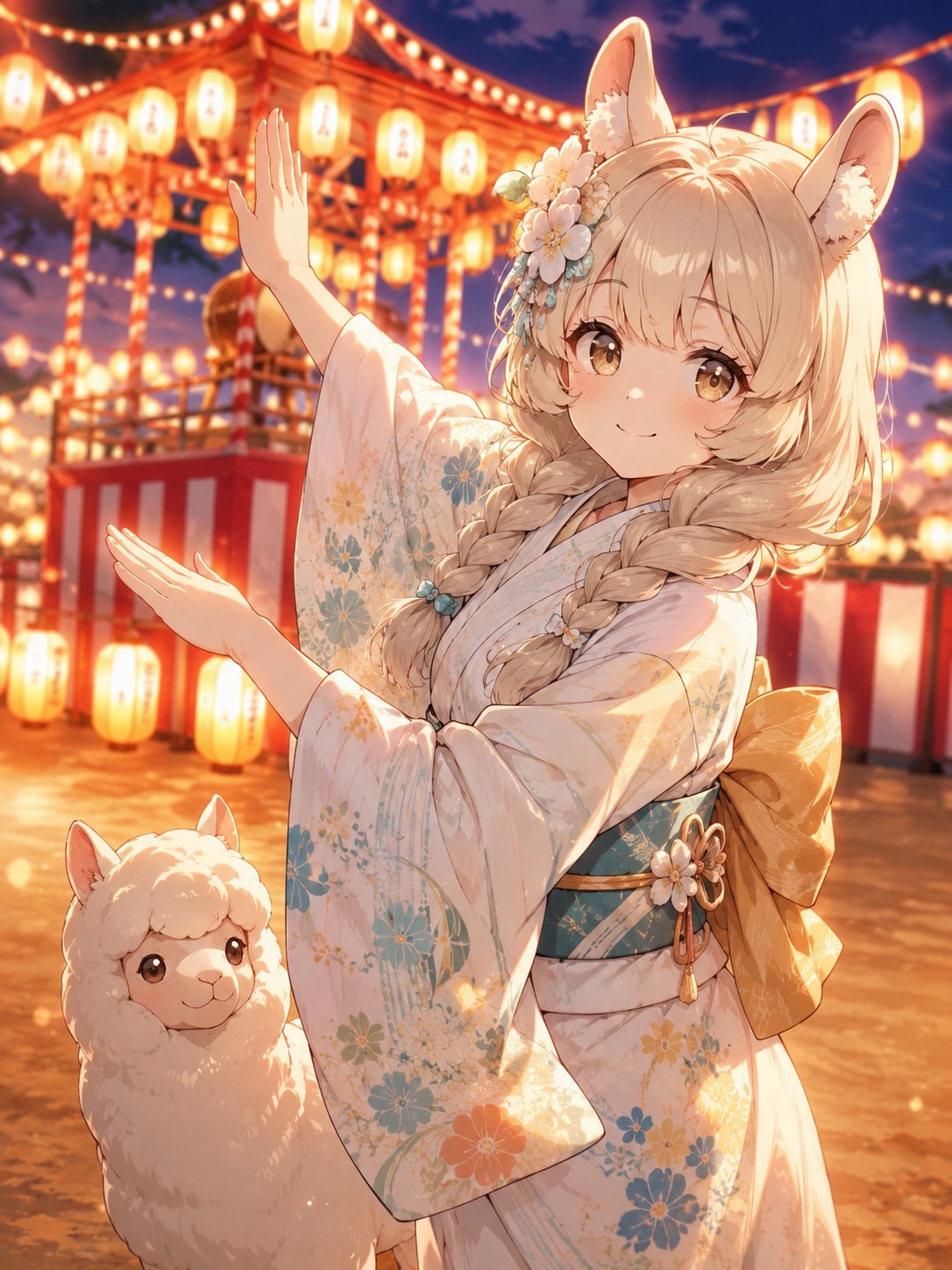 アルパカちゃんと盆踊り
