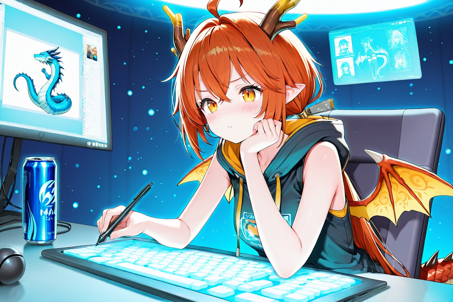 ⚔️【覚醒のオタクアニメーター】執筆する死神（グラフィック・リーパー）レイ（作業中） | の人気AIイラスト・グラビア