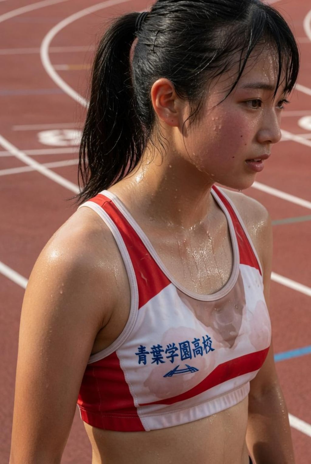 陸上部のクールダウン中