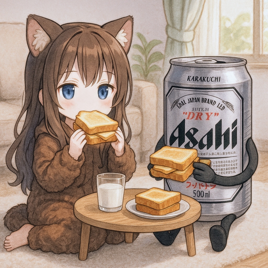トースト・サンドイッチを食べる小さな女の子