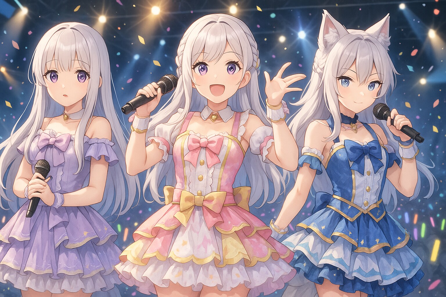 ステージに降る銀のきらめき | の人気AIイラスト・グラビア