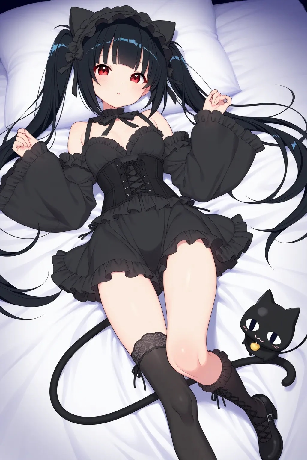 ロリータ振り袖コルセット帯003《黒と白･SeaArt全年齢イラスト》