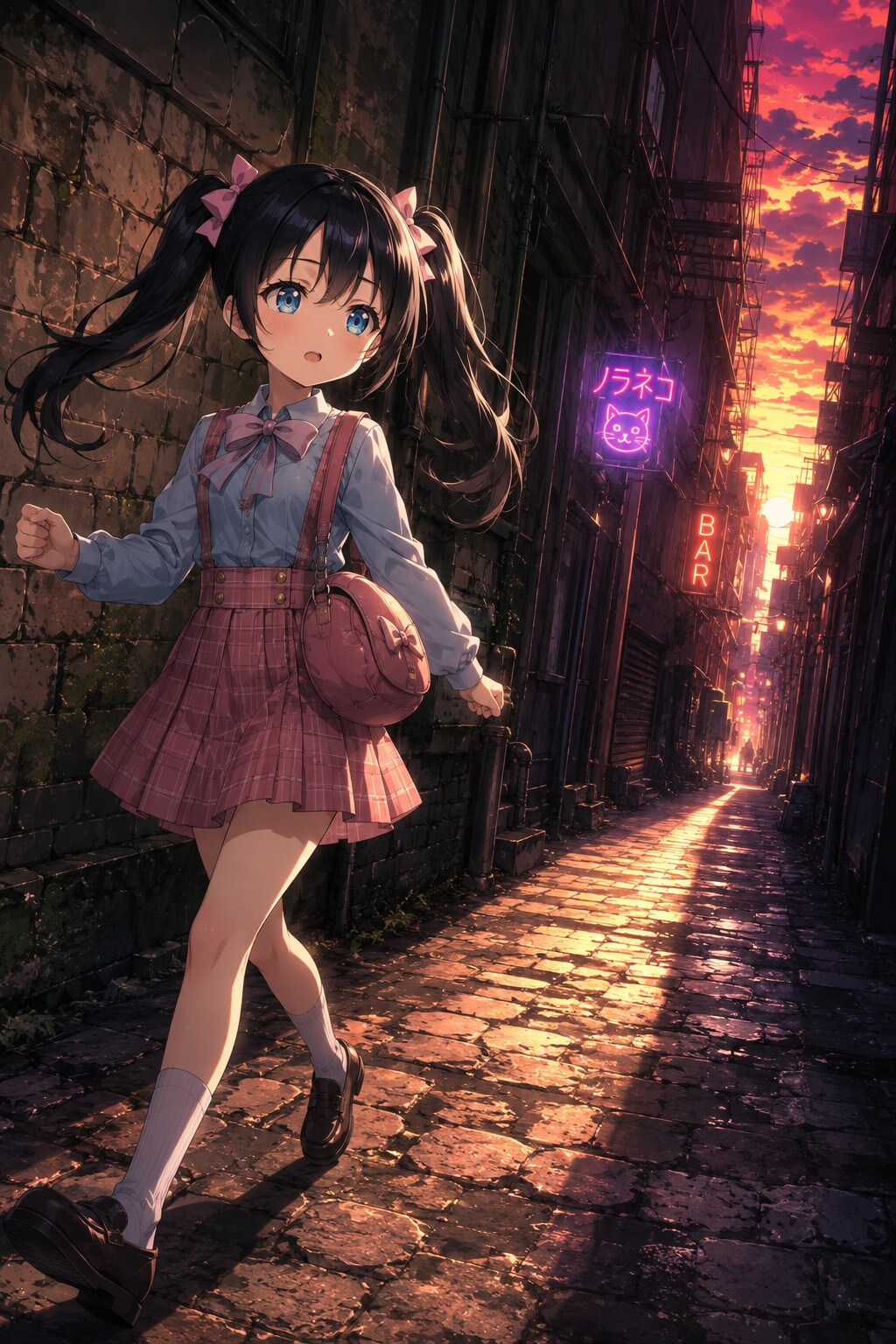 裏路地を冒険する女の子