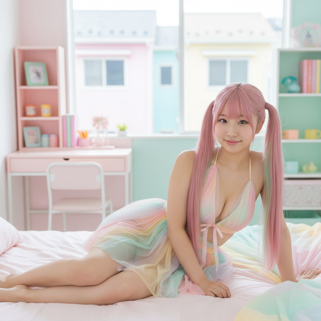 ももツイさん。パステルの街。私室。